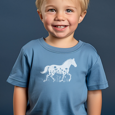 Flower Horse Light Toddler T Shirt - Heather Columbia Blue